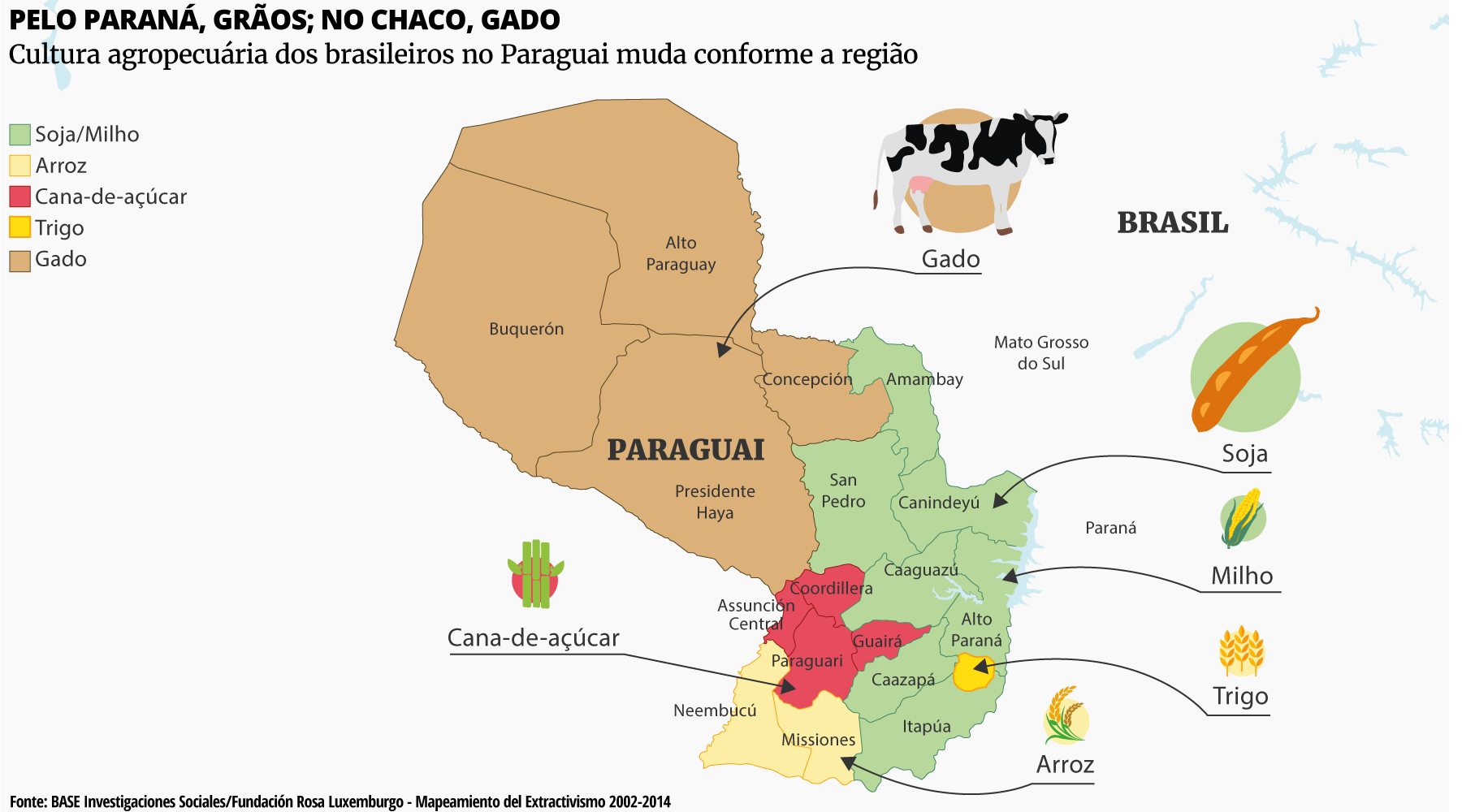 Cultura agropecuária dos brasileiros no Paraguai muda conforme a região 