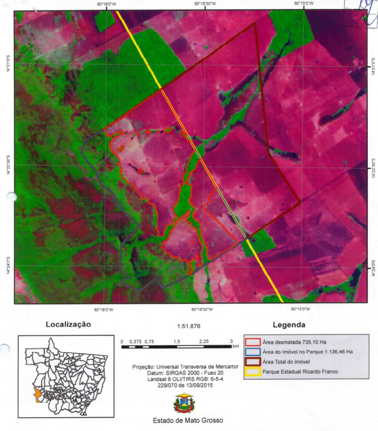 Fazenda cachoeira / Foto de satélite enviadas pelo MPE